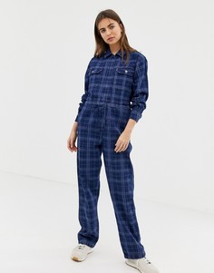 Джинсовый комбинезон в клетку ASOS DESIGN - Синий