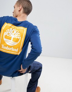 Синий лонгслив с логотипом Timberland - Синий
