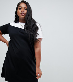 Платье-футболка в стиле колор блок ASOS DESIGN Curve - Мульти