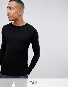 Обтягивающий джемпер с круглым вырезом Gianni Feraud Tall premium - Черный