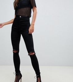 Джеггинсы с завышенной талией и рваной отделкой на коленях ASOS DESIGN Tall Rivington - Черный