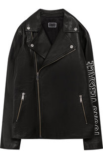 Кожаная куртка с нашивками Young Versace