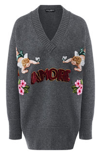 Кашемировый пуловер с декоративной отделкой Dolce & Gabbana