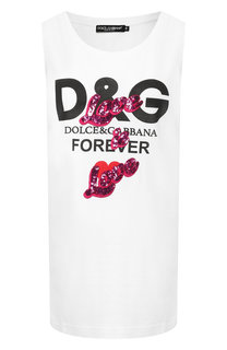 Хлопковый топ с логотипом бренда Dolce & Gabbana
