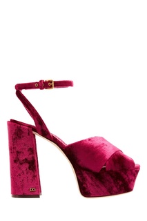 Бархатные босоножки винного цвета Dolce & Gabbana