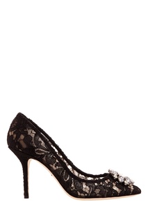 Черные туфли с кружевной отделкой Dolce & Gabbana