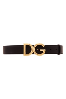 Черный ремень из гладкой кожи Dolce & Gabbana