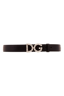Черный кожаный ремень с кристаллами Dolce & Gabbana