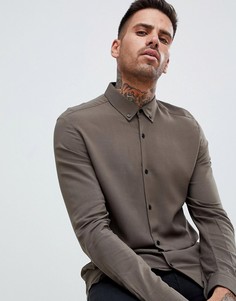 Облегающая рубашка цвета хаки River Island - Зеленый