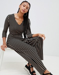 Комбинезон в полоску с завязкой на талии Bershka - Мульти