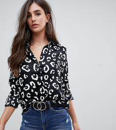 Атласная рубашка с монохромным леопардовым принтом ASOS DESIGN Tall - Мульти