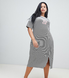 Платье-футболка миди с полосками ASOS DESIGN Curve - Мульти