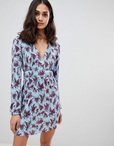 Плиссированное чайное платье мини с цветочным принтом ASOS DESIGN - Мульти