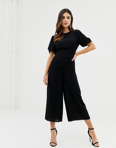 Чайный комбинезон с объемными рукавами ASOS DESIGN - Черный