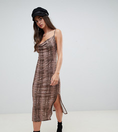 Платье-комбинация со змеиным принтом и свободным воротом ASOS DESIGN Tall - Мульти
