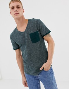 Футболка с овальным вырезом и контрастным карманом Tom Tailor - Зеленый