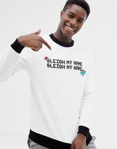 Новогодний свитшот с принтом ASOS DESIGN - Белый