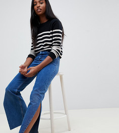 Выбеленные синие джинсы прямого кроя с разрезами по бокам ASOS DESIGN Tall - Синий