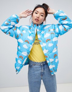 Дутая куртка с принтом Heartbreak - Синий