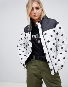 Дутая куртка в горошек с кольцом на молнии Heartbreak - Белый