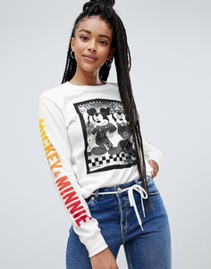 Белая футболка бойфренда с длинными рукавами и принтом Микки Мауса Vans X Disney - Белый