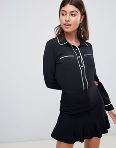 Черная рубашка с контрастной окантовкой Boohoo - Белый