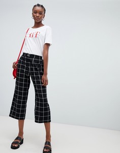 Укороченные брюки в клетку New Look - Черный