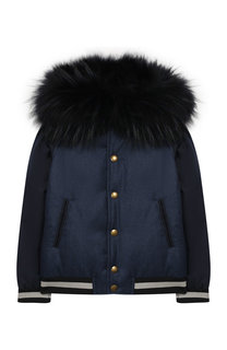 Куртка с меховой отделкой на капюшоне Yves Salomon Enfant