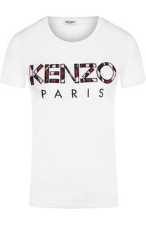 Хлопковая футболка с круглым вырезом и логотипом бренда Kenzo