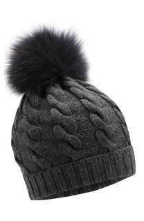 Кашемировая шапка с меховым помпоном Kashja` Cashmere