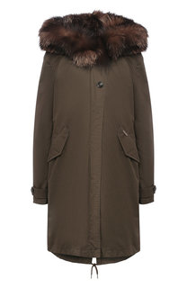 Хлопковая парка с меховой отделкой капюшона Woolrich