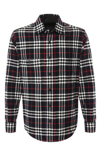 Рубашка из смеси шерсти и хлопка с воротником кент Burberry