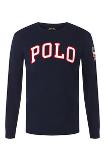 Хлопковый лонгслив с нашивками Polo Ralph Lauren