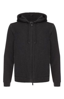 Кардиган из смеси хлопка и вискозы на молнии с капюшоном Giorgio Armani
