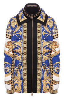 Стеганая куртка с принтом и воротником-стойкой Versace
