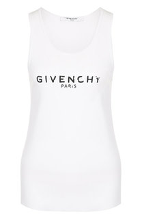 Однотонная хлопковая майка с логотипом бренда Givenchy