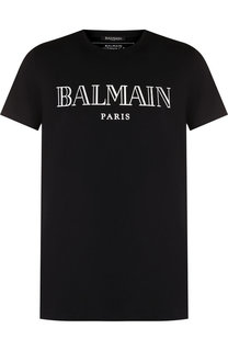 Хлопковая футболка с принтом Balmain