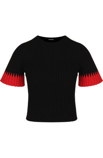 Вязаный пуловер с круглым вырезом и укороченным рукавом Alexander McQueen