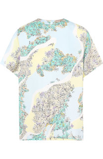 Шелковый топ с круглым вырезом и принтом Emilio Pucci