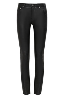 Однотонные кожаные брюки Saint Laurent