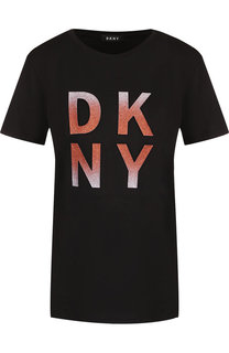 Футболка с круглым вырезом и логотипом бренда DKNY