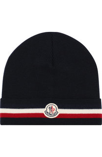 Шерстяная шапка с логотипом бренда Moncler