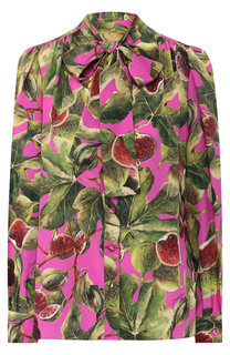 Шелковая блуза с принтом и воротником аскот Dolce & Gabbana