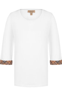 Хлопковый пуловер с укороченным рукавом Burberry