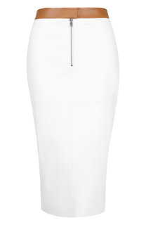 Кожаная юбка-карандаш с контрастным поясом и карманами Victoria Beckham