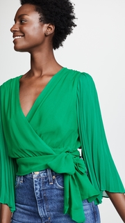 alice + olivia Bray Pleat Sleeve Wrap Top