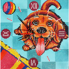 Алмазная вышивка Color KIT "Алмазные часы" Счастливый пёс, 30х30 см