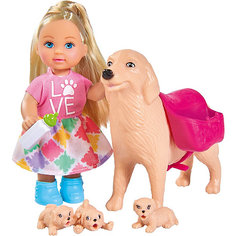 Игровой набор с мини-куклой Simba "Evi Love" Еви с собачкой и щенками, 12 см