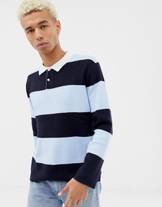 Рубашка регби в синюю полоску Pull&Bear - Синий