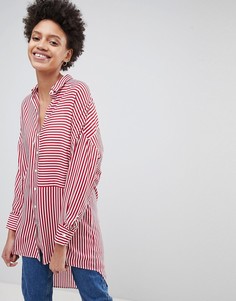 Oversize-рубашка в полоску Stradivarius - Красный